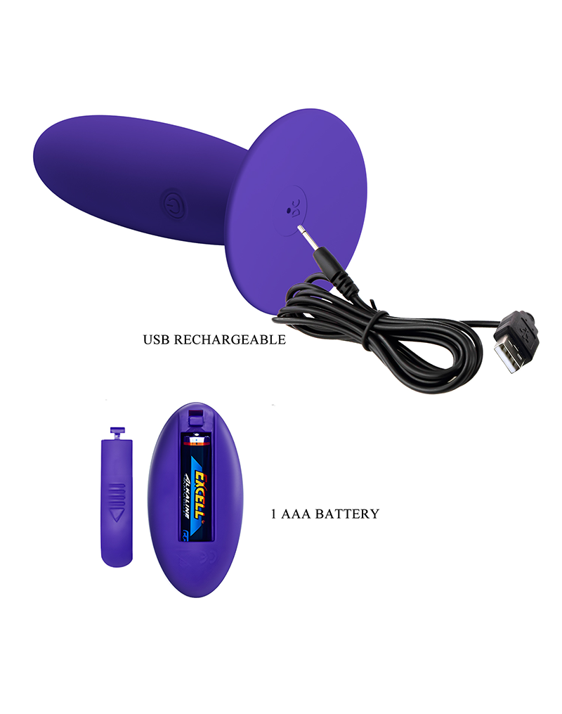 Dop Anal Youth, Remote Control, 12 Moduri Vibratii, Silicon, USB, Violet, 11 cm, #7, Erotic24.ro