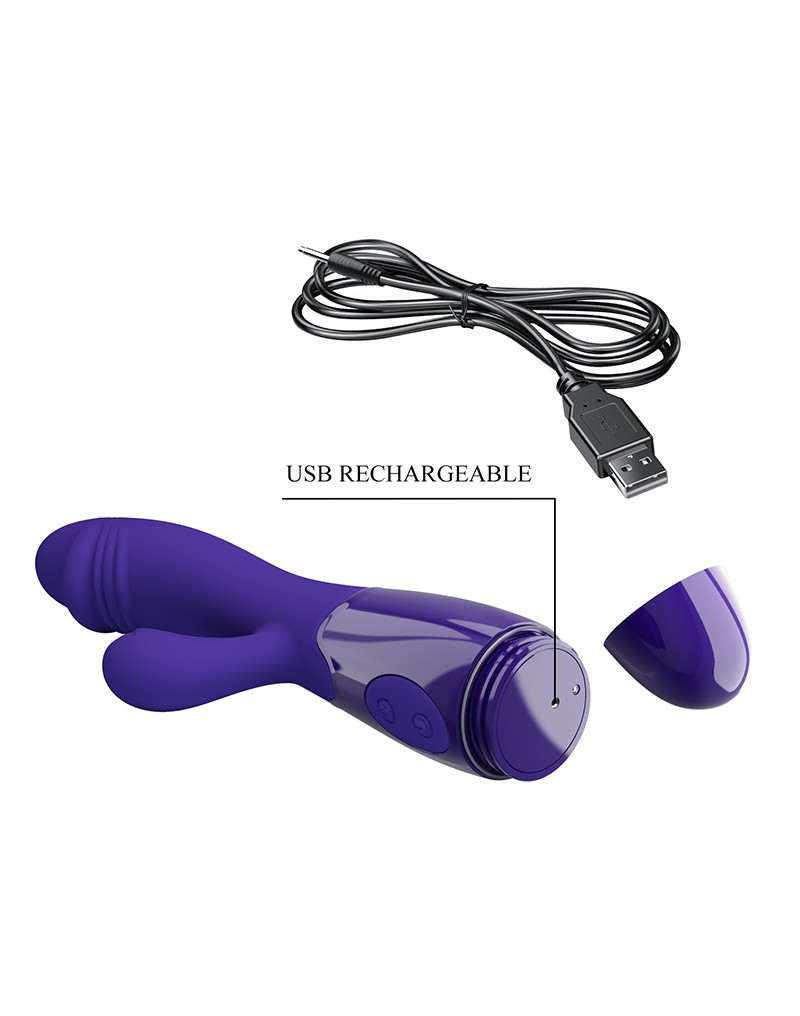 Vibrator Iepuras Snappy Youth, 30 Moduri Vibratii, Silicon, USB, Violet, 19 cm, Nr. 10, Erotic24.ro