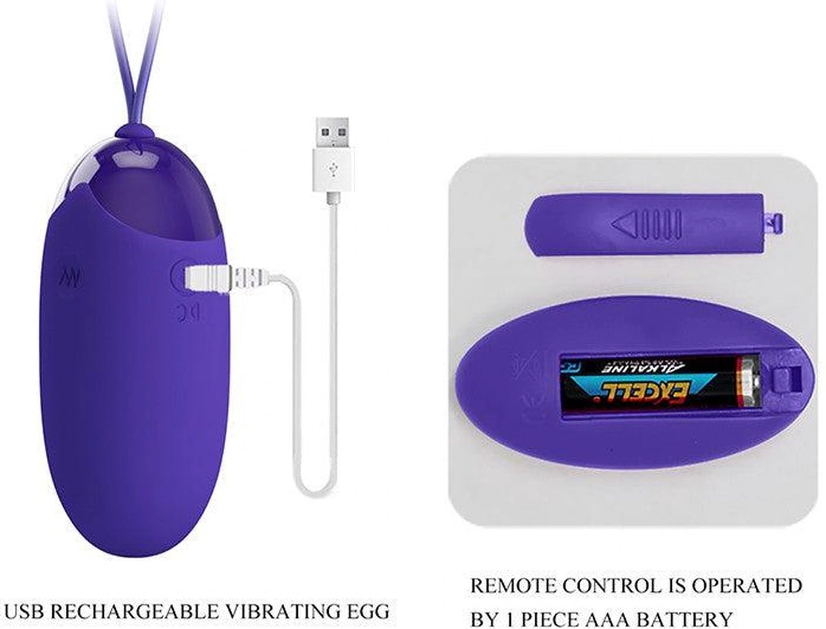Ou Vibrator Berger Youth, 12 Moduri Vibratii, Remote Control, Silicon, USB, Violet, #8, Erotic24.ro