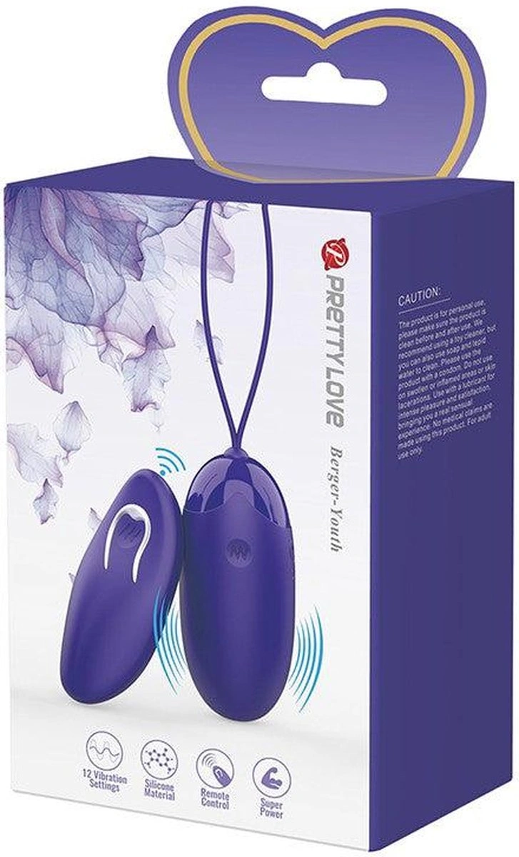 Ou Vibrator Berger Youth, 12 Moduri Vibratii, Remote Control, Silicon, USB, Violet, #10, Erotic24.ro