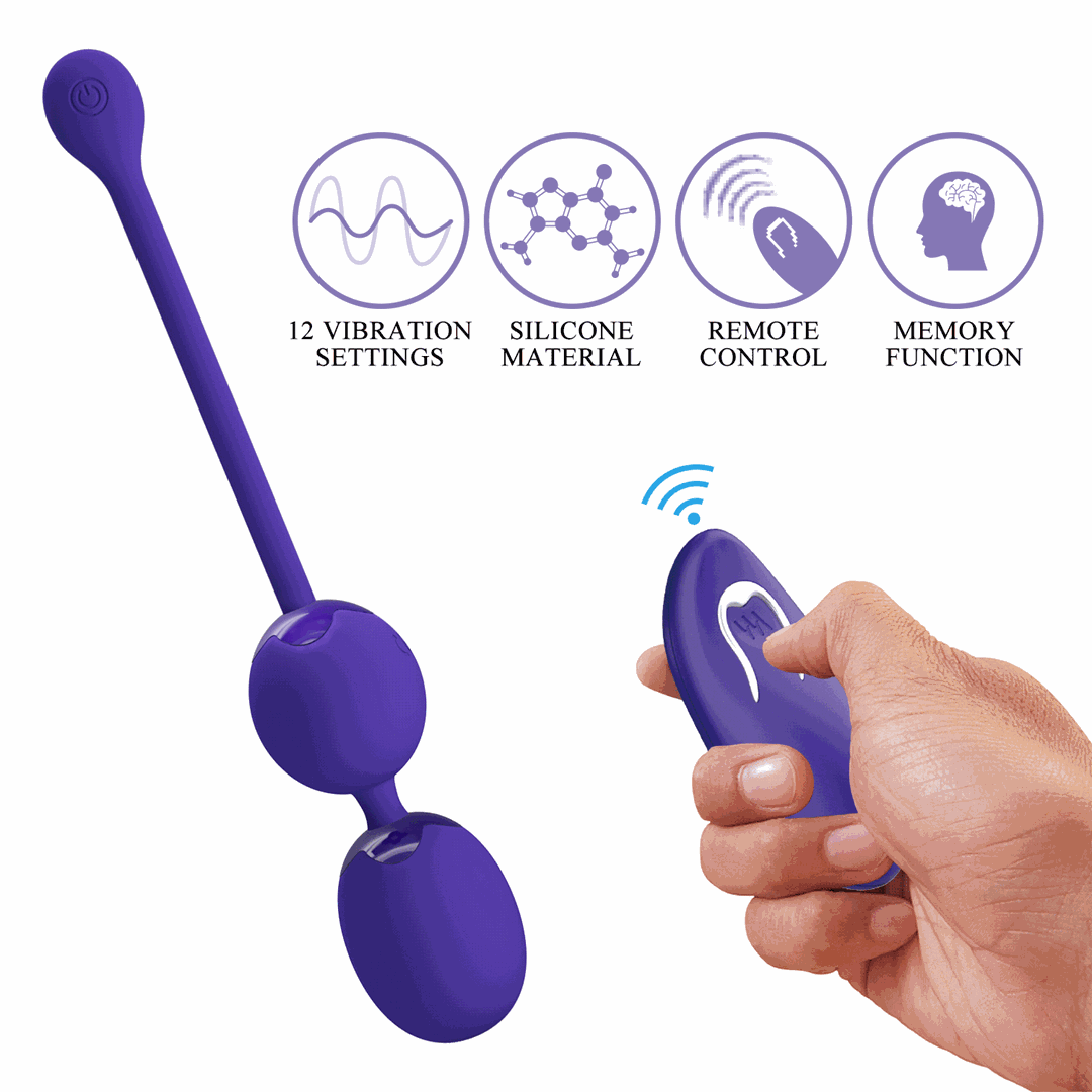 Bile Kegel Willie Youth, Remote Control, 12 Moduri Vibratii, Silicon, USB, Violet, #7, Erotic24.ro
