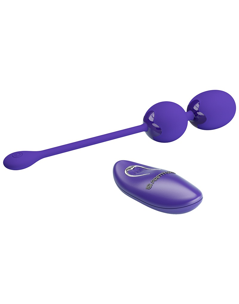 Bile Kegel Willie Youth, Remote Control, 12 Moduri Vibratii, Silicon, USB, Violet, #6, Erotic24.ro