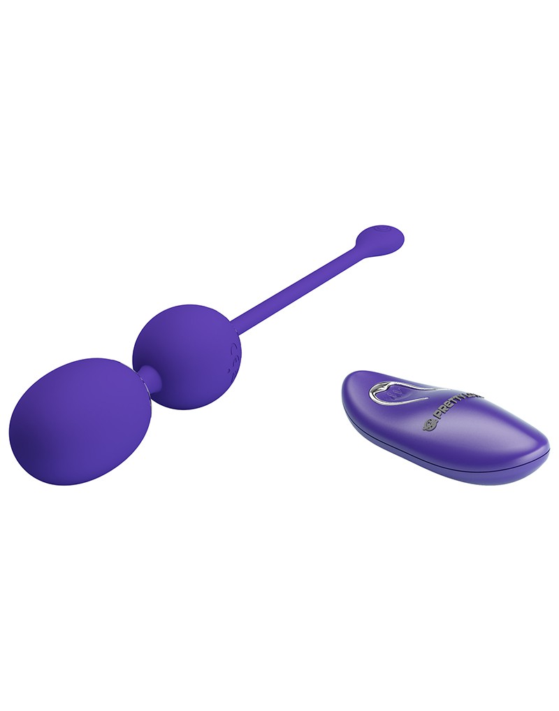 Bile Kegel Willie Youth, Remote Control, 12 Moduri Vibratii, Silicon, USB, Violet, #5, Erotic24.ro