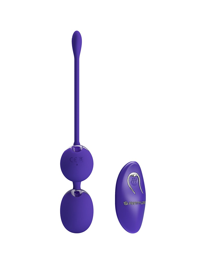 Bile Kegel Willie Youth, Remote Control, 12 Moduri Vibratii, Silicon, USB, Violet, #3, Erotic24.ro