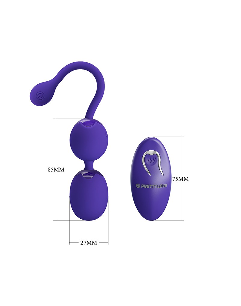 Bile Kegel Willie Youth, Remote Control, 12 Moduri Vibratii, Silicon, USB, Violet, #10, Erotic24.ro