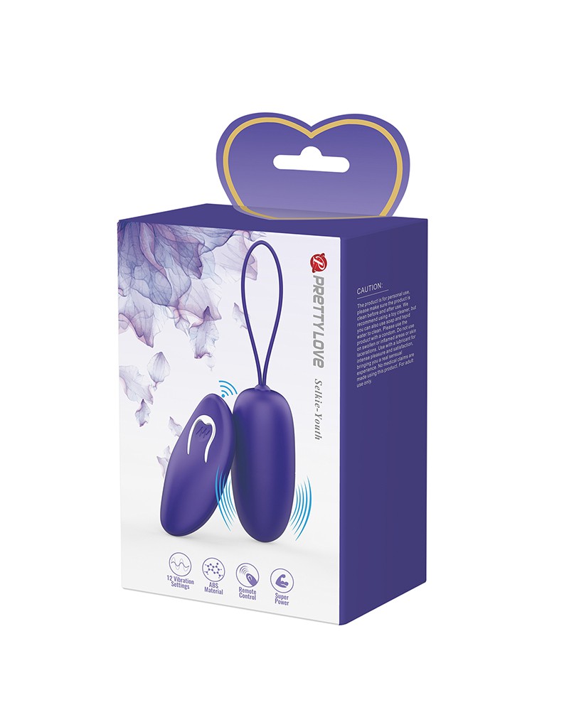 Ou Vibrator Selkie Youth, 12 Moduri Vibratii, Remote Control, ABS, Violet, Nr. 8, Erotic24.ro