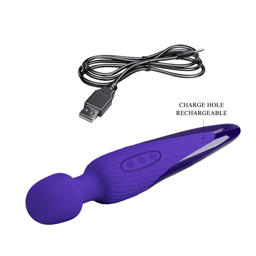 Vibrator Masaj Anthony Youth, 7 Moduri Vibratii & 5 Intensitati Viteza, Silicon, USB, Violet, 26 cm, #8, Erotic24.ro