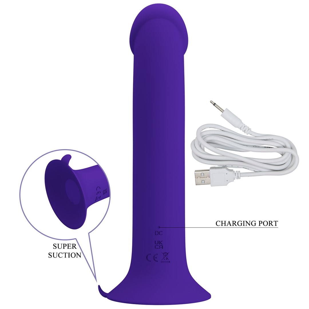 Vibrator Pretty Love Murray Youth, 12 Moduri Vibratii si Pulsatii, Silicon, USB, Violet, 19 cm, Nr. 8, Erotic24.ro