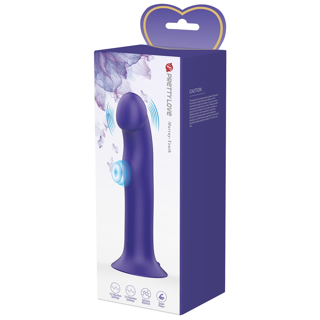 Vibrator Pretty Love Murray Youth, 12 Moduri Vibratii si Pulsatii, Silicon, USB, Violet, 19 cm, Nr. 9, Erotic24.ro