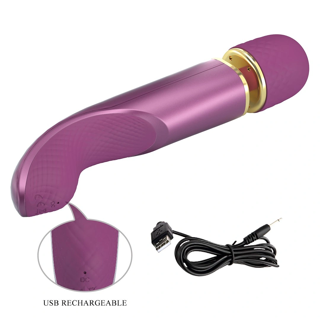 Vibrator Masaj Pretty Love Colorful Massager, 7 Moduri Vibratii, 5 Viteze, Silicon, USB, Lila, 24 cm, #10, Erotic24.ro