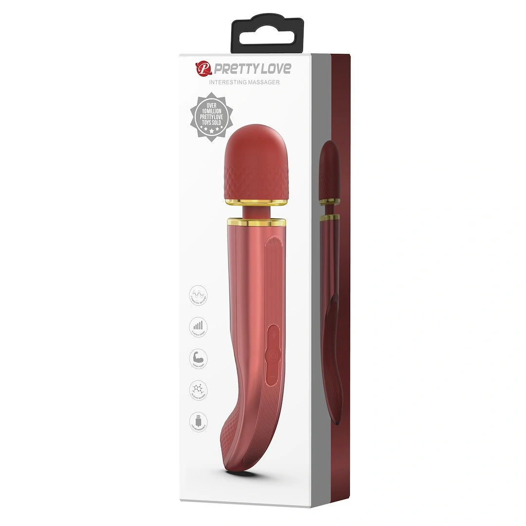 Vibrator Masaj Pretty Love Interesting Massager, 7 Moduri Vibratii, 5 Viteze, Silicon, USB, Roz, 29 cm, #12, Erotic24.ro
