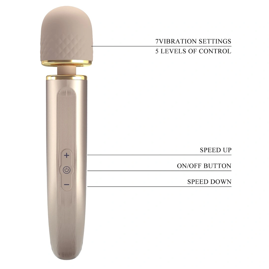 Vibrator Masaj Pretty Love Interesting Massager, 7 Moduri Vibratii, 5 Viteze, Silicon, USB, Auriu, 29 cm, #7, Erotic24.ro