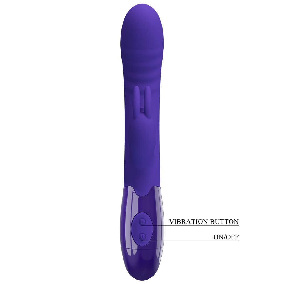 Vibrator Iepuras Cerberus Youth, Vibrating&Licking, Silicon, USB, Violet, 20.6 cm, #8, Erotic24.ro