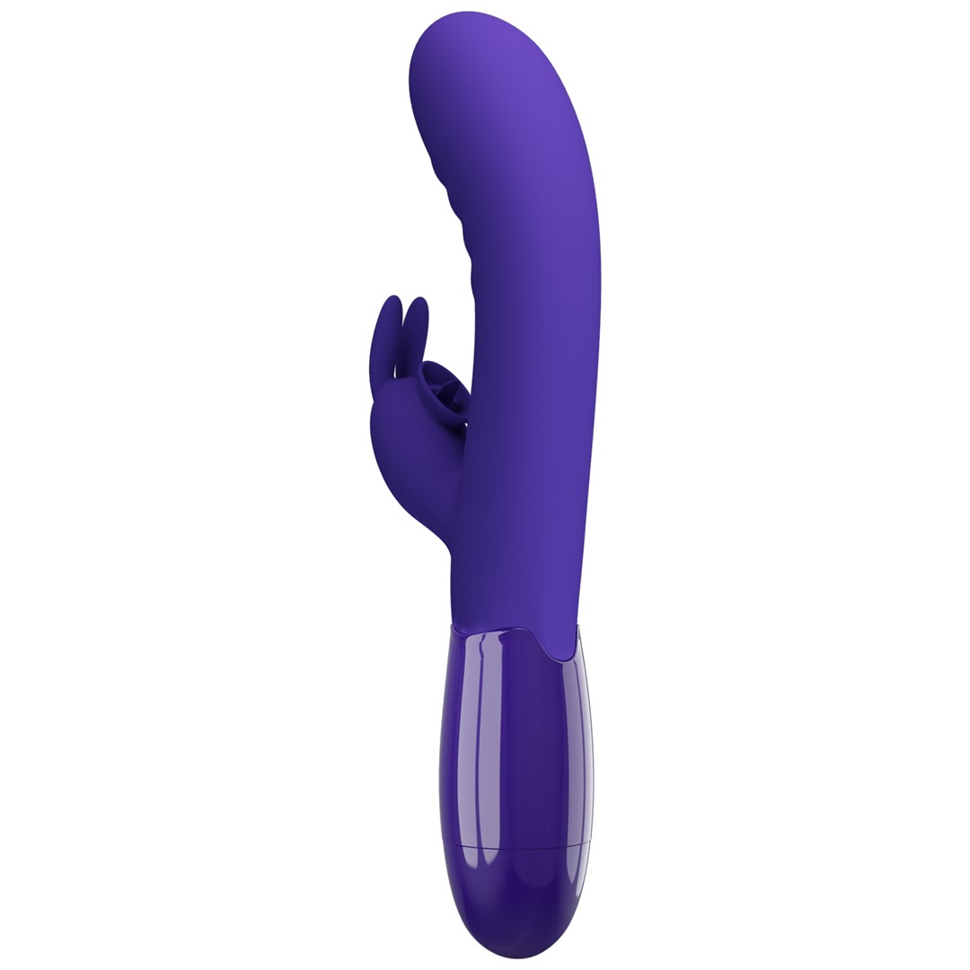 Vibrator Iepuras Cerberus Youth, Vibrating&Licking, Silicon, USB, Violet, 20.6 cm, #6, Erotic24.ro