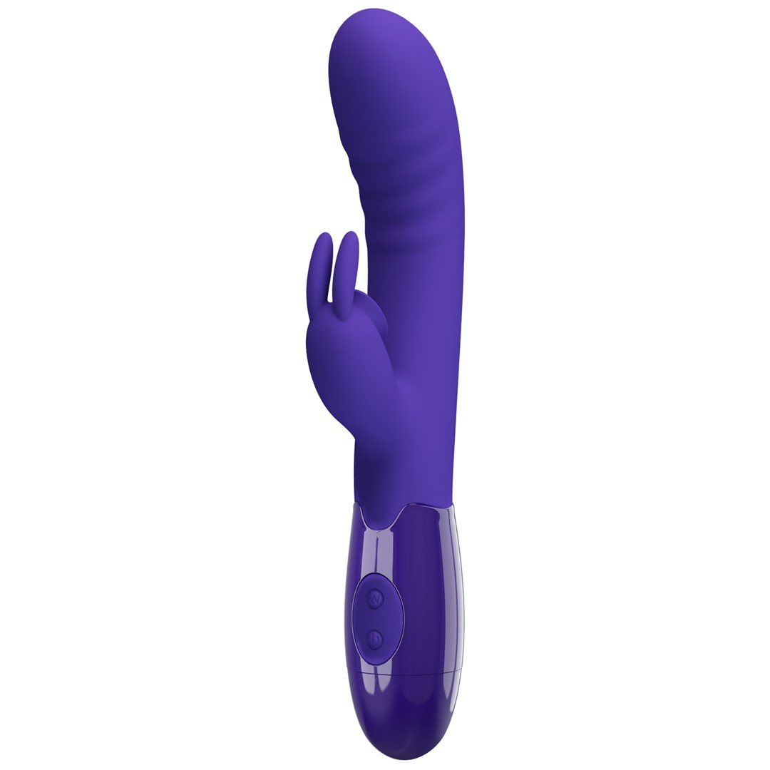 Vibrator Iepuras Cerberus Youth, Vibrating&Licking, Silicon, USB, Violet, 20.6 cm, #2, Erotic24.ro