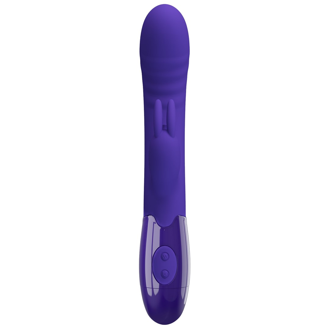 Vibrator Iepuras Cerberus Youth, Vibrating&Licking, Silicon, USB, Violet, 20.6 cm, #7, Erotic24.ro