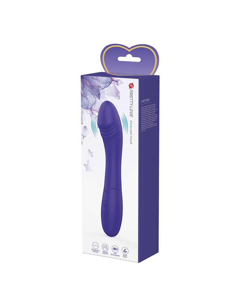Vibrator Punctul G Elemental Youth, 30 Moduri Vibratii, Silicon, USB, Violet, 19.3 cm, #11, Erotic24.ro