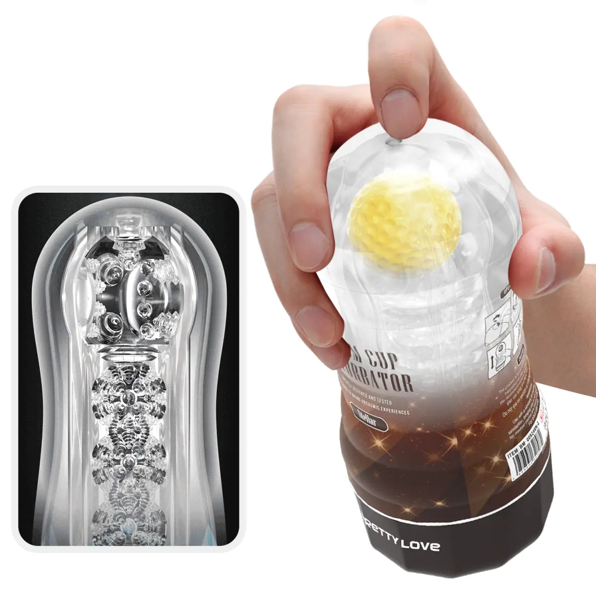 Masturbator Stellar cu Bila de Intensitate, TPR, Galben, 18 cm, Nr. 6, Erotic24.ro