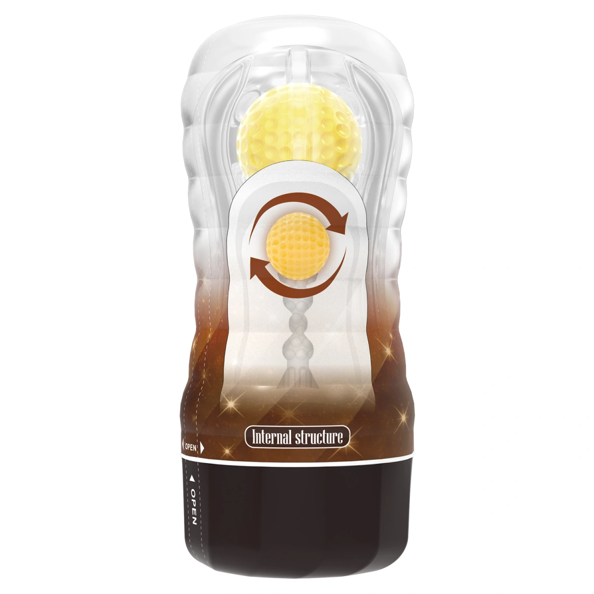 Masturbator Stellar cu Bila de Intensitate, TPR, Galben, 18 cm, Nr. 10, Erotic24.ro