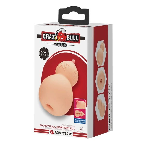 Masturbator Crazy Bull Calabash, Soft Skin, Natural, 15 cm, #8, Erotic24.ro