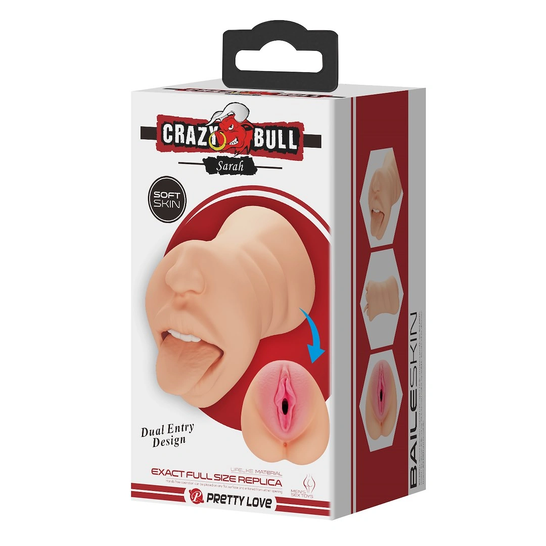 Masturbator Crazy Bull Sarah Mouth&Pussy, Soft Skin, Natural, 18 cm, #9, Erotic24.ro
