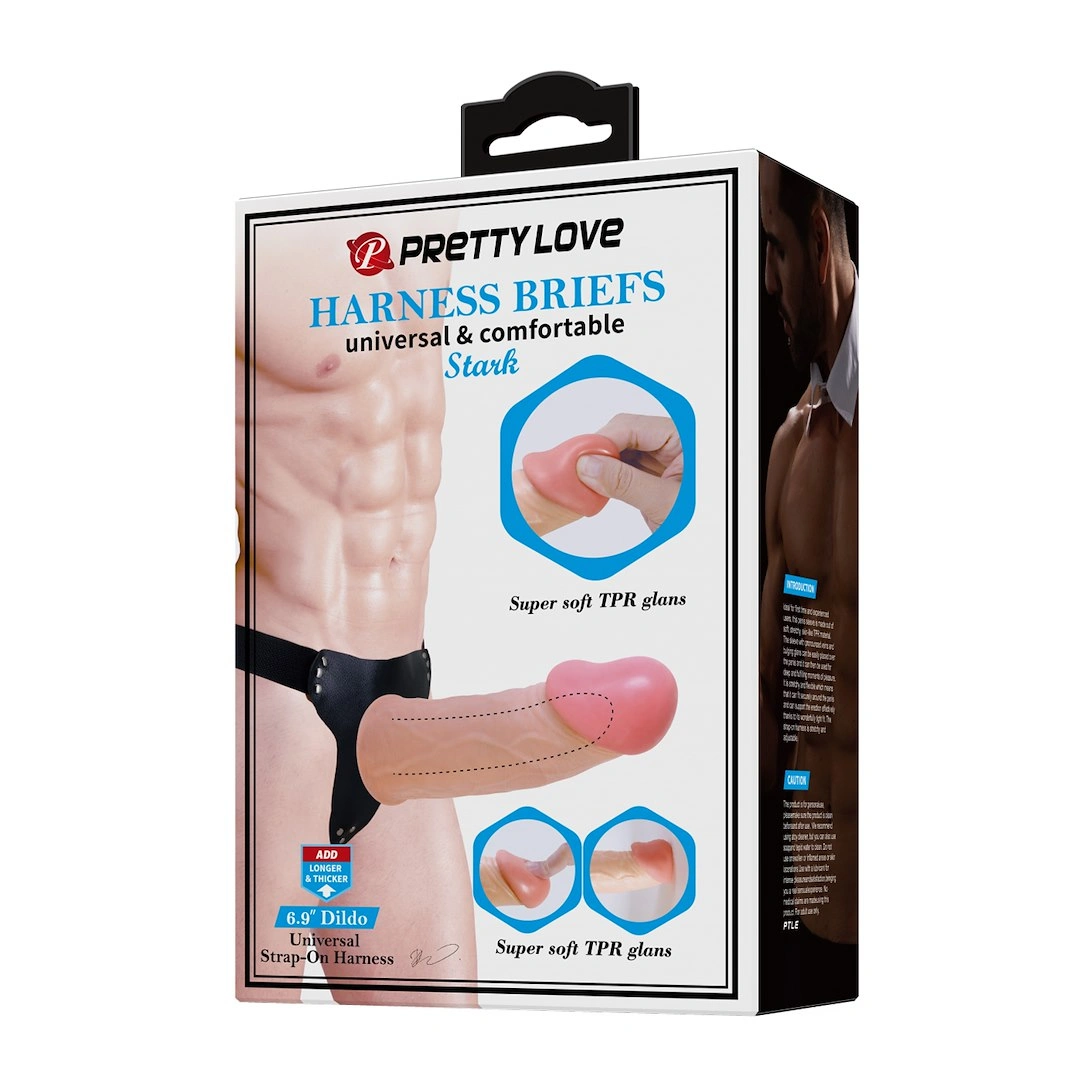 Strap-On Harness Stark cu Dildo Hollow, TPR, Natural, 17.5 cm, Nr. 8, Erotic24.ro