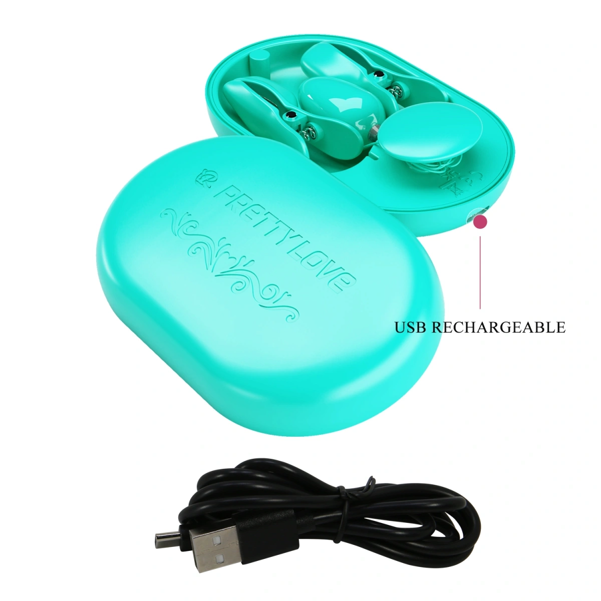 Clame pentru Sfarcuri Surprise Box, 7 Moduri Vibratii, 3 Moduri Electrostimulare, USB, Verde, #7, Erotic24.ro