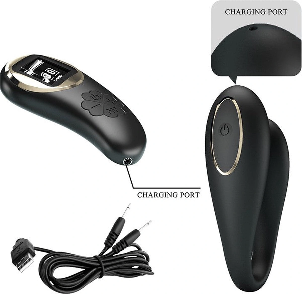 Vibrator Cuplu Nathan, 10 Moduri Vibratii, Telecomanda Wireless cu Ecran Led, Silicon, USB, Negru, #5, Erotic24.ro
