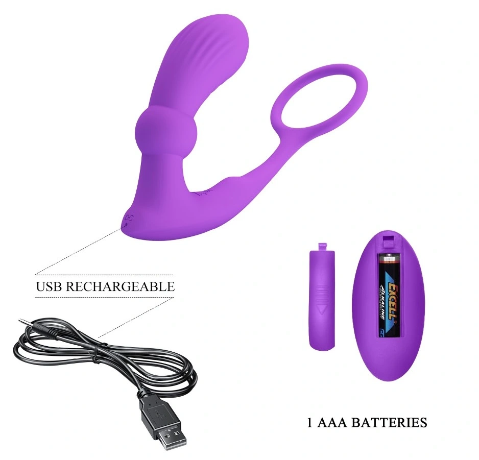 Vibrator Anal cu Inel de Penis Warren, Remote Control, 12 Moduri Vibratii, 12 Moduri Tapare, Silicon, USB, 10.1 cm, #8, Erotic24.ro