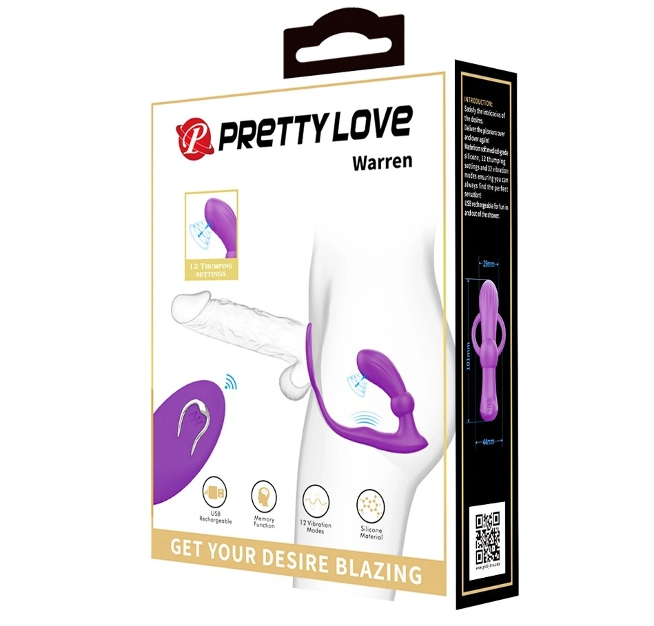 Vibrator Anal cu Inel de Penis Warren, Remote Control, 12 Moduri Vibratii, 12 Moduri Tapare, Silicon, USB, 10.1 cm, #9, Erotic24.ro