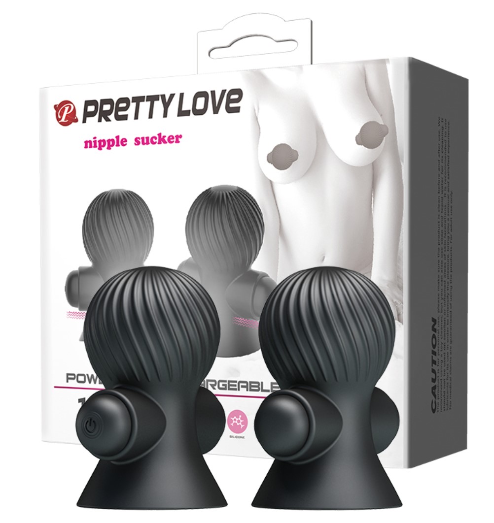 Set 2 Ventuze Nipple Sucker, 12 Moduri Vibratii, Silicon, USB, Negru, Nr. 9, Erotic24.ro