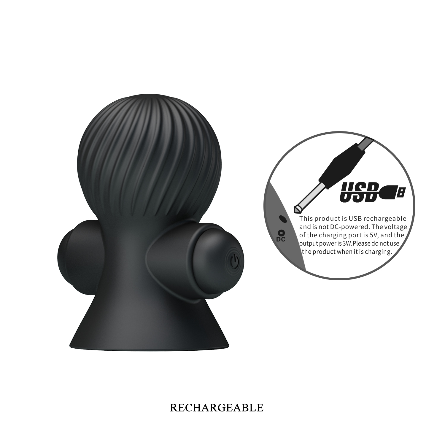 Set 2 Ventuze Nipple Sucker, 12 Moduri Vibratii, Silicon, USB, Negru, Nr. 6, Erotic24.ro