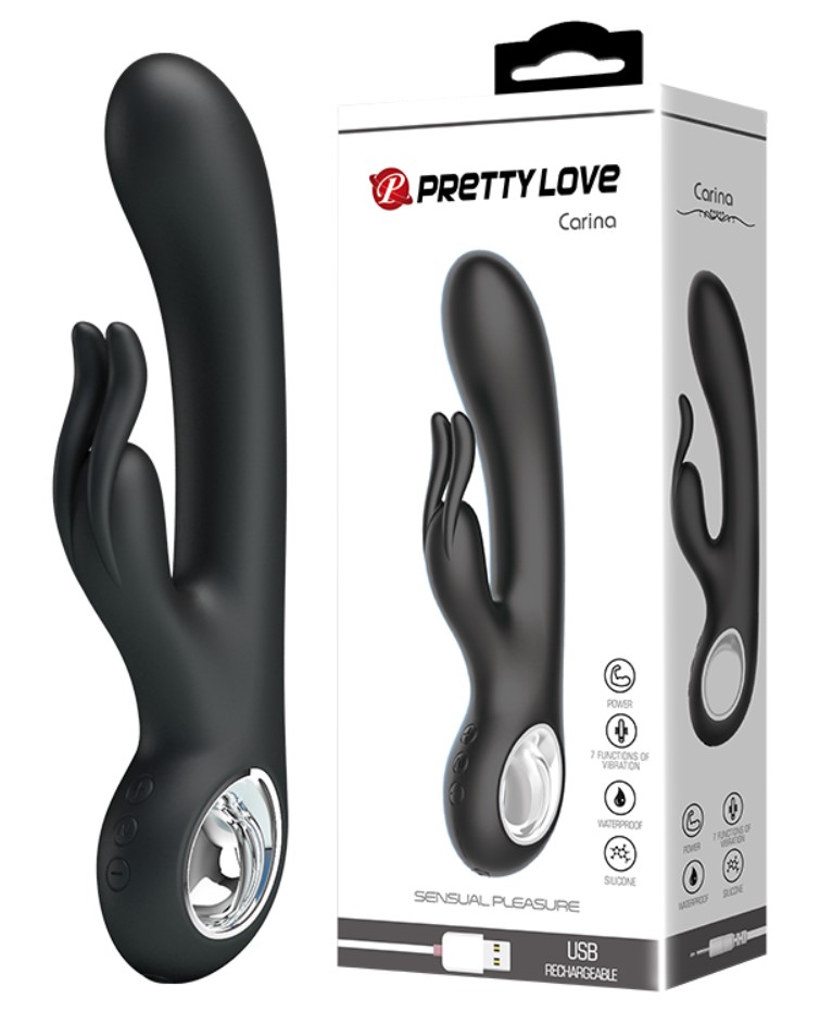 Vibrator Pretty Love Carina, 7 Moduri Vibratii, Silicon, USB, Negru, 19 cm