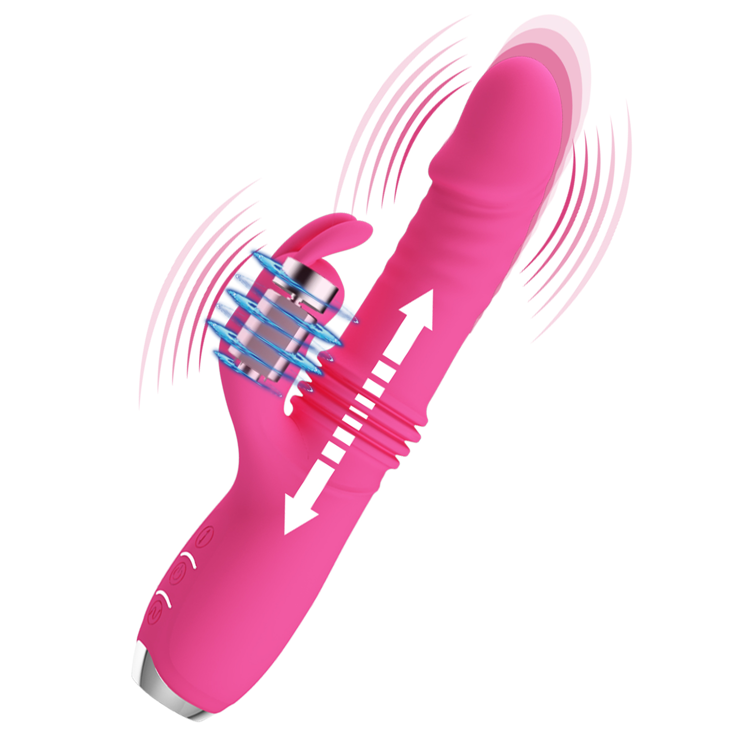 Vibrator Pretty Love Dorothy, 12 Moduri Vibratii, 3 Moduri Thrusting, Silicon, USB, Roz, 19.7 cm