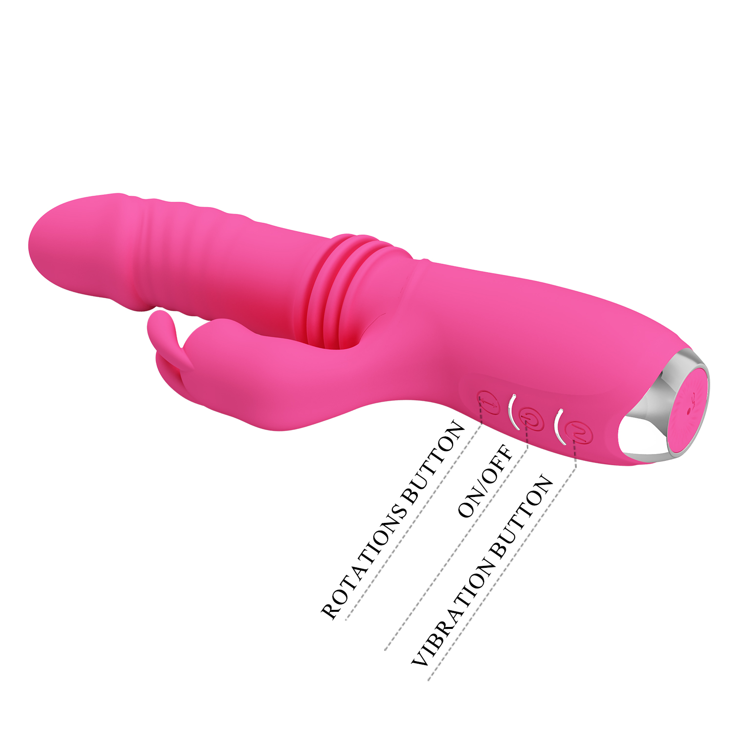 Vibrator Pretty Love Dorothy, 12 Moduri Vibratii, 3 Moduri Thrusting, Silicon, USB, Roz, 19.7 cm, #5, Erotic24.ro