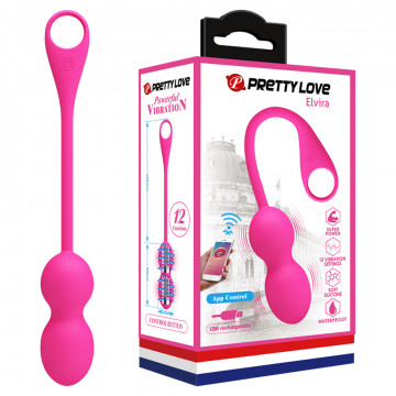 Bile Kegel Elvira 12Moduri Vibratii, Silicon, USB, Roz, 14.5 cm, Nr. 7, Erotic24.ro