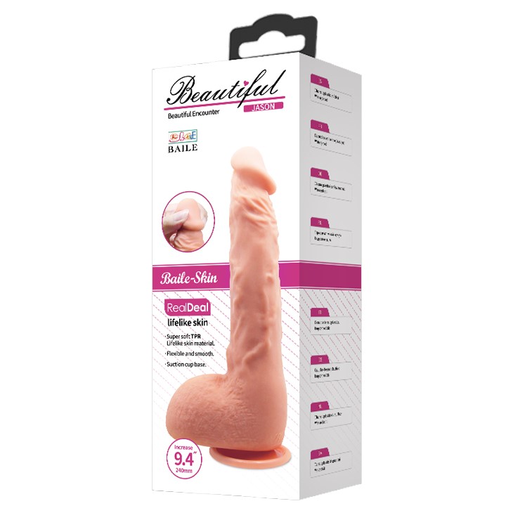Dildo Realist Beautiful Jason LifeLike Skin, Natural, 25.5 cm, #8, Erotic24.ro