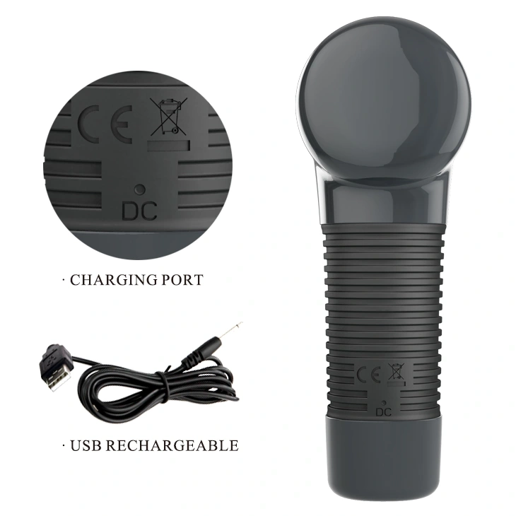 Vibrator Masaj Magic Gun, 7 Moduri Vibratii, 5 Intensitati Viteza, Silicon+ABS, USB, Negru, #7, Erotic24.ro