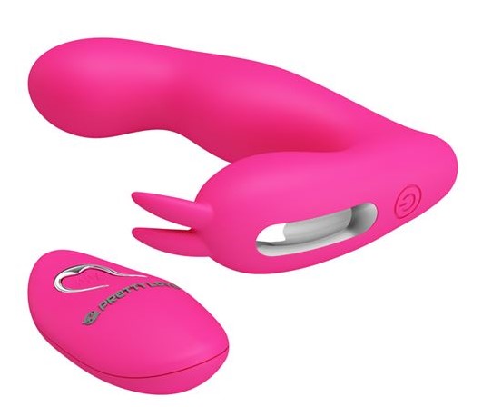 Vibrator Dubla Stimulare Josephine Remote Control 12 Moduri Vibratii Silicon USB Roz, Nr. 5, Erotic24.ro