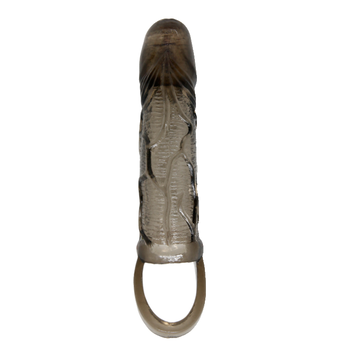 Prelungitor Penis Carson cu Vibratii, +3 cm, TPR, Gri, Nr. 3, Erotic24.ro