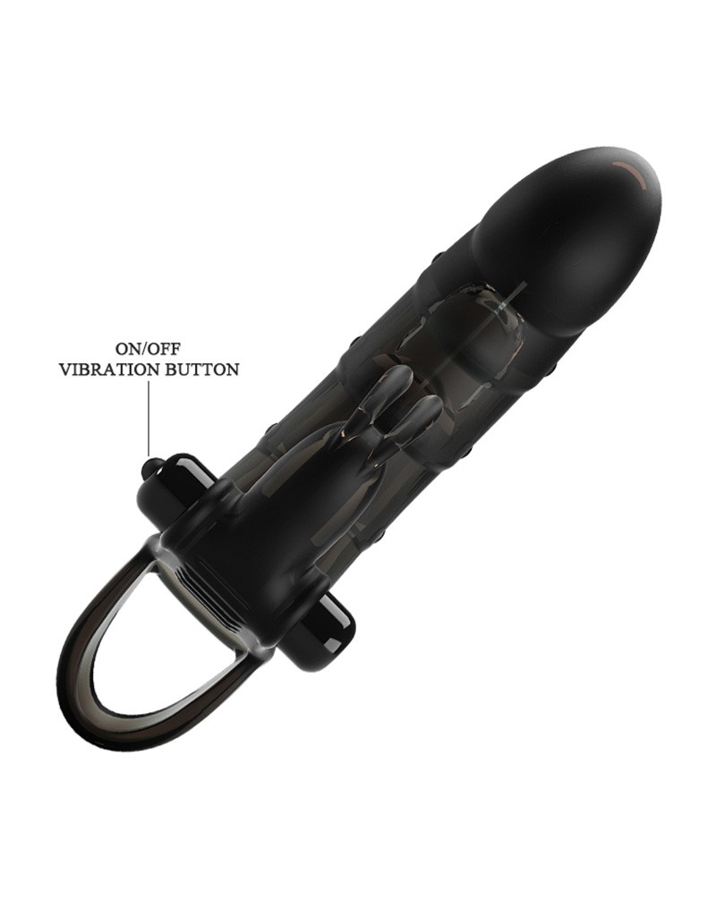 Prelungitor Penis Cuper 10 Moduri Vibratii, +4 cm, TPR, Negru, Nr. 4, Erotic24.ro