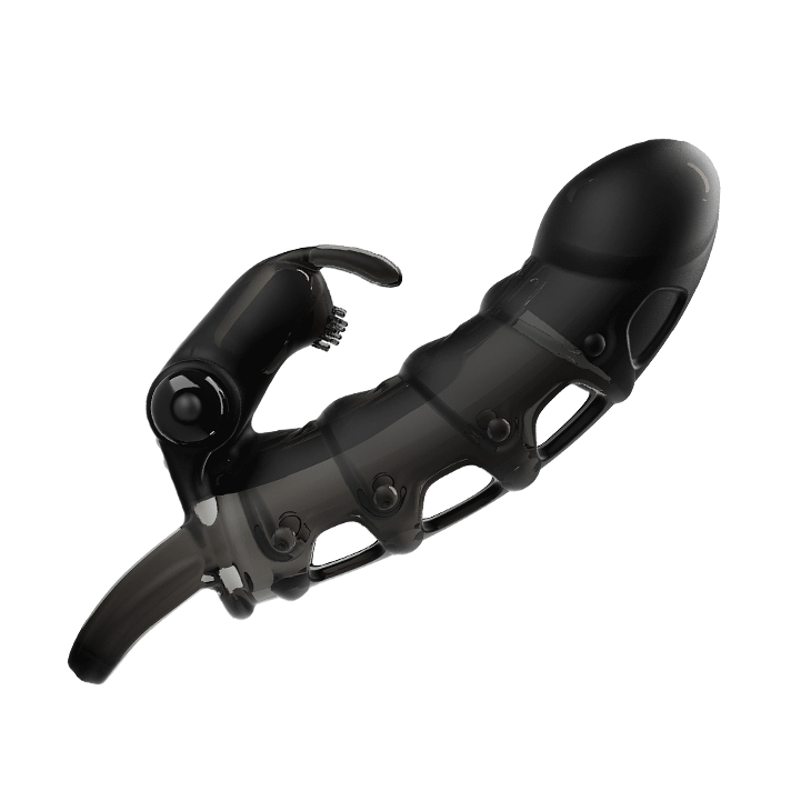 Prelungitor Penis Cuper 10 Moduri Vibratii, +4 cm, TPR, Negru, Nr. 5, Erotic24.ro