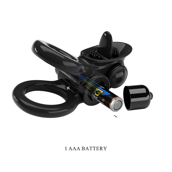 Inel Penis Pretty Love Passionate Ring, 10 Moduri Vibratii, TPR, Negru, Nr. 8, Erotic24.ro