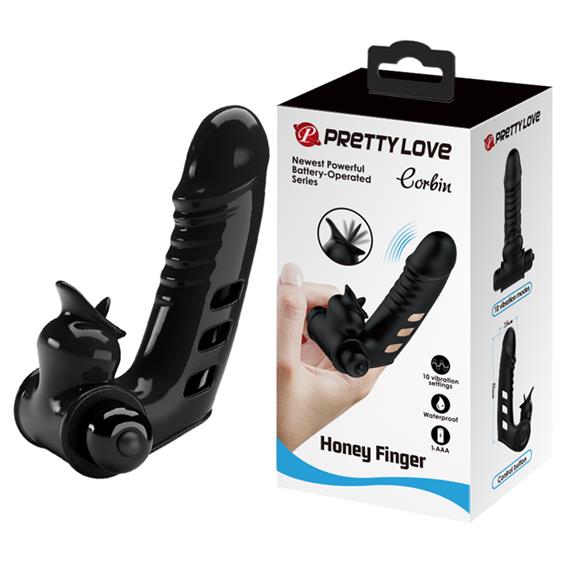 Vibrator Deget Corbin Honey Finger, 10 Moduri Vibratii, TPR, Negru, #7, Erotic24.ro