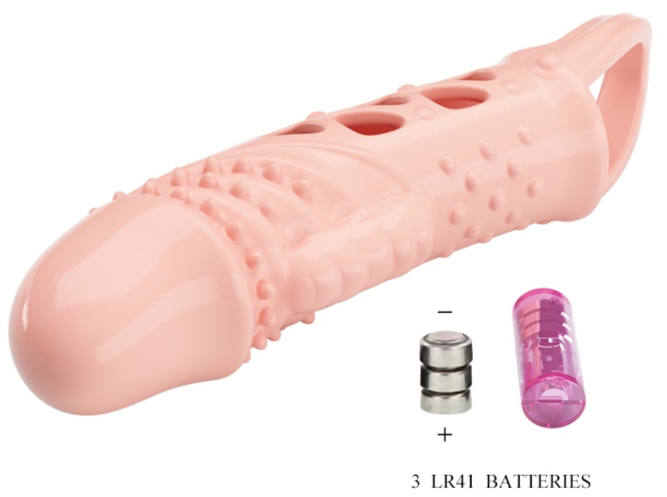 Prelungitor Penis Cecelia cu Vibratii, +2.5 cm, TPR, Natural, #4, Erotic24.ro