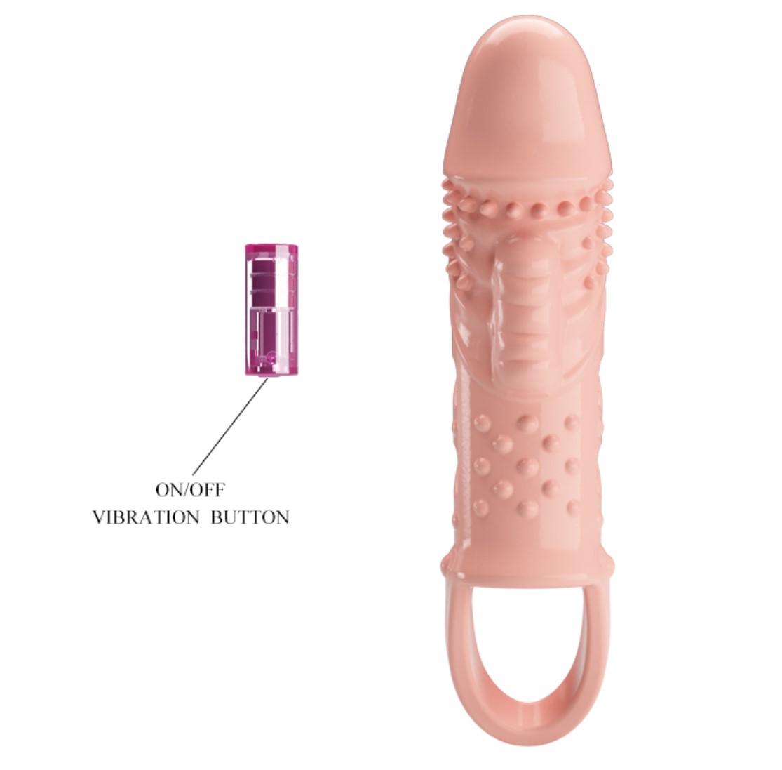 Prelungitor Penis Cecelia cu Vibratii, +2.5 cm, TPR, Natural, #3, Erotic24.ro