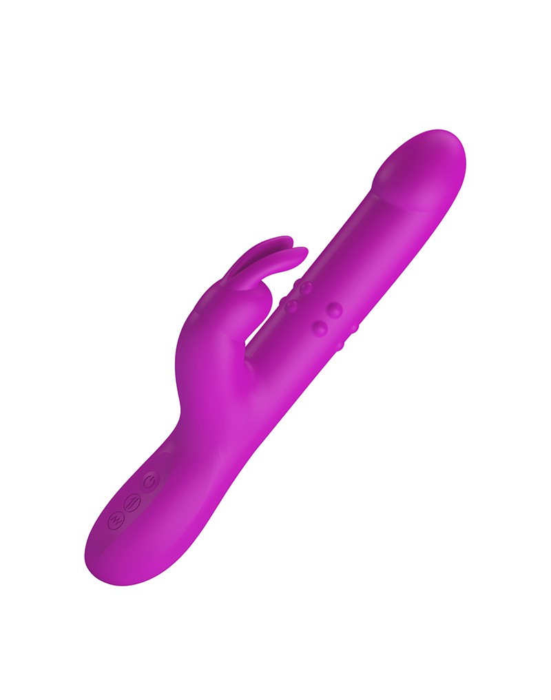 Vibrator Pretty Love Reese, Functii de Vibratii, Rotatii, Impingere, Silicon, USB, Fuchsia, 24.8 cm, #3, Erotic24.ro