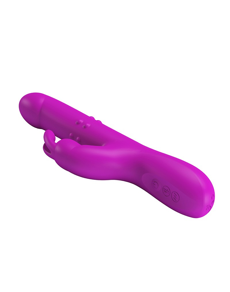 Vibrator Pretty Love Reese, Functii de Vibratii, Rotatii, Impingere, Silicon, USB, Fuchsia, 24.8 cm, #4, Erotic24.ro