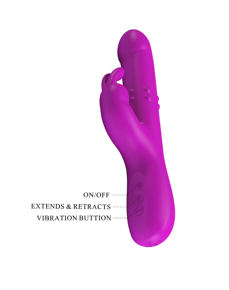 Vibrator Pretty Love Reese, Functii de Vibratii, Rotatii, Impingere, Silicon, USB, Fuchsia, 24.8 cm, #5, Erotic24.ro