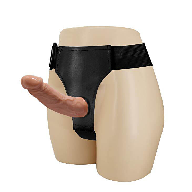 Strap-On Dublu Female Ultra Passionate Harness, TPR, Natural, 13.5 cm, #3, Erotic24.ro